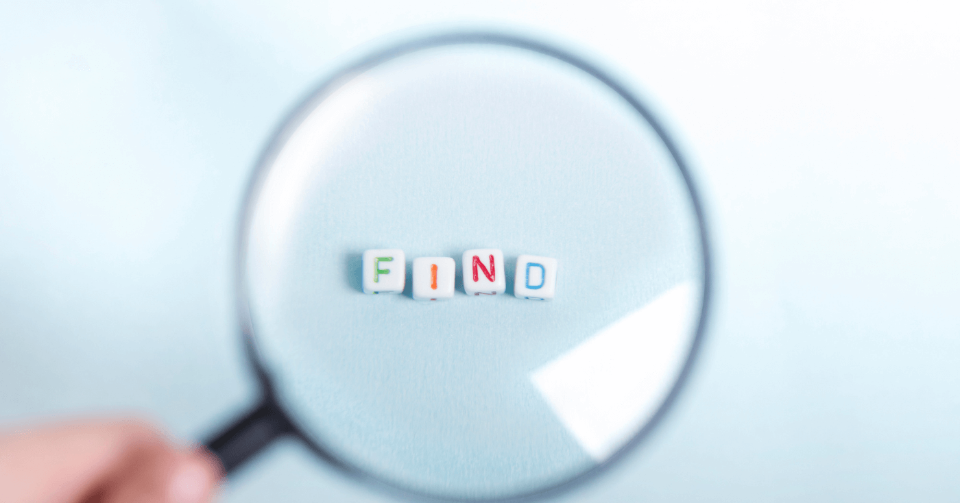 FINDの文字のブロックと虫眼鏡
